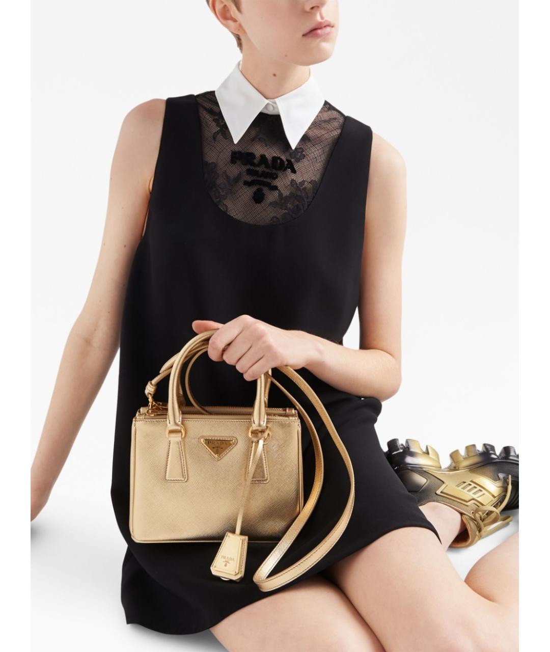 PRADA Золотая кожаная сумка тоут, фото 6