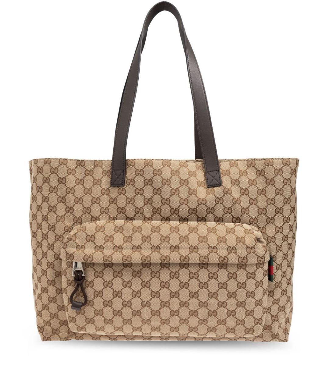 GUCCI Бежевая тканевая сумка тоут, фото 1