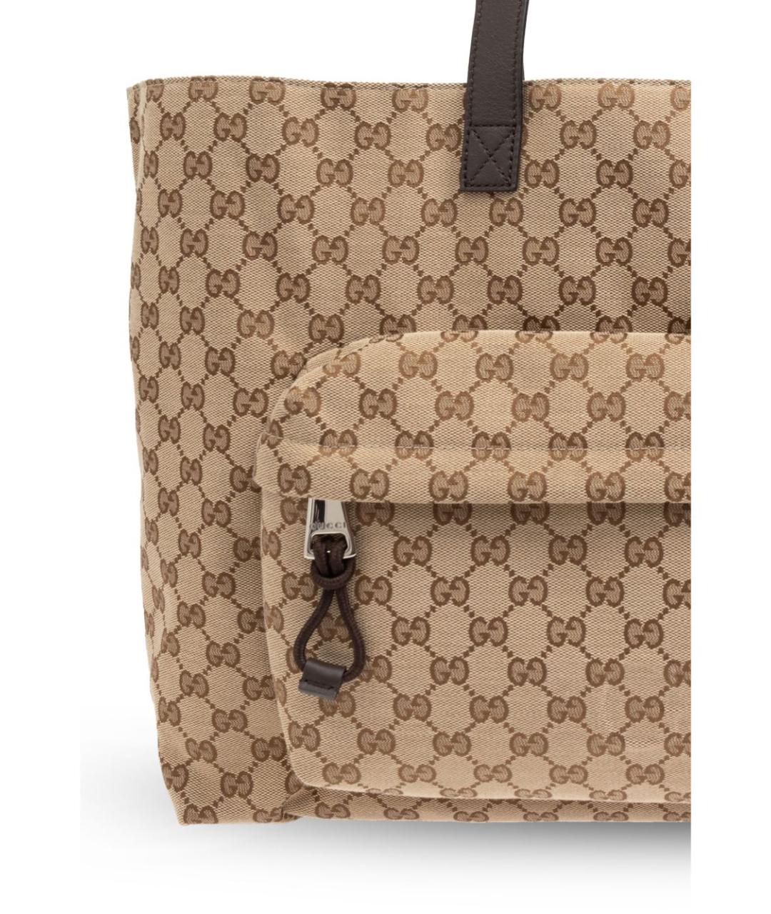 GUCCI Бежевая тканевая сумка тоут, фото 2