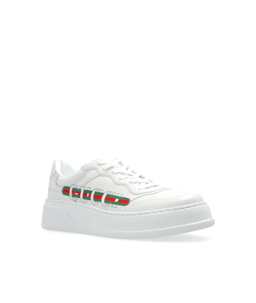GUCCI Белые кожаные низкие кроссовки / кеды, фото 3