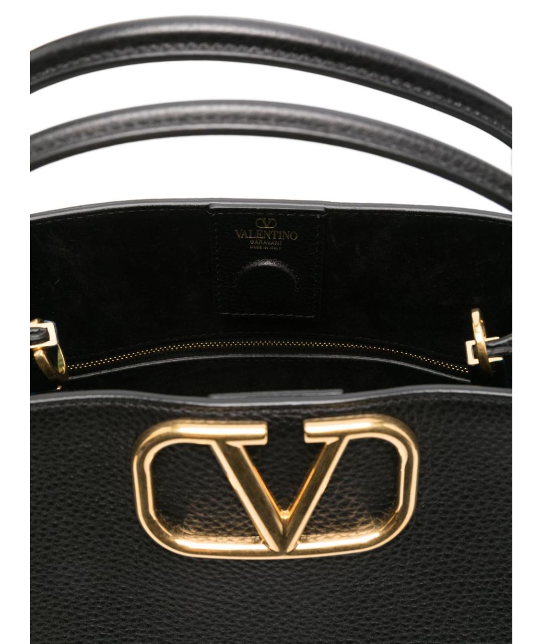 VALENTINO Черная кожаная сумка тоут, фото 4