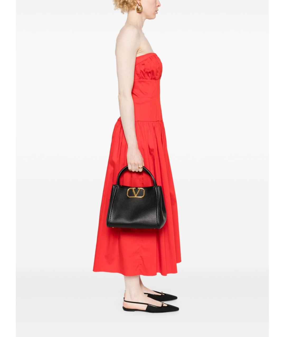 VALENTINO Черная кожаная сумка тоут, фото 6