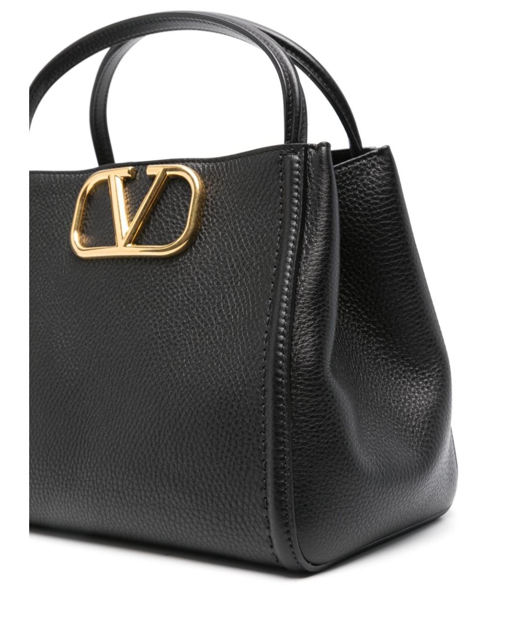 VALENTINO Черная кожаная сумка тоут, фото 3