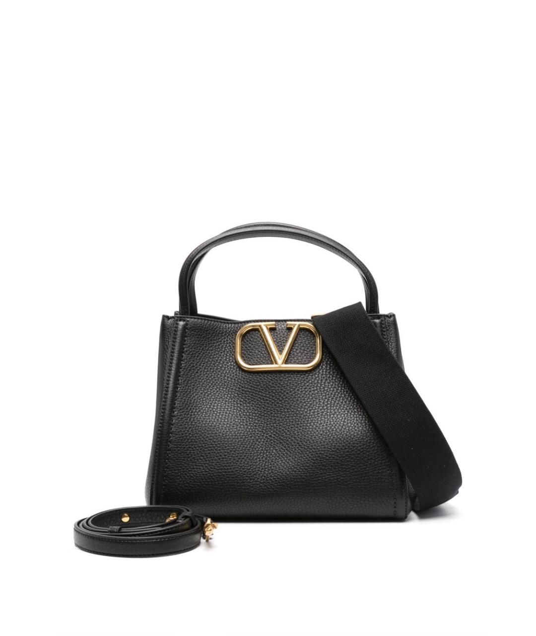 VALENTINO Черная кожаная сумка тоут, фото 5