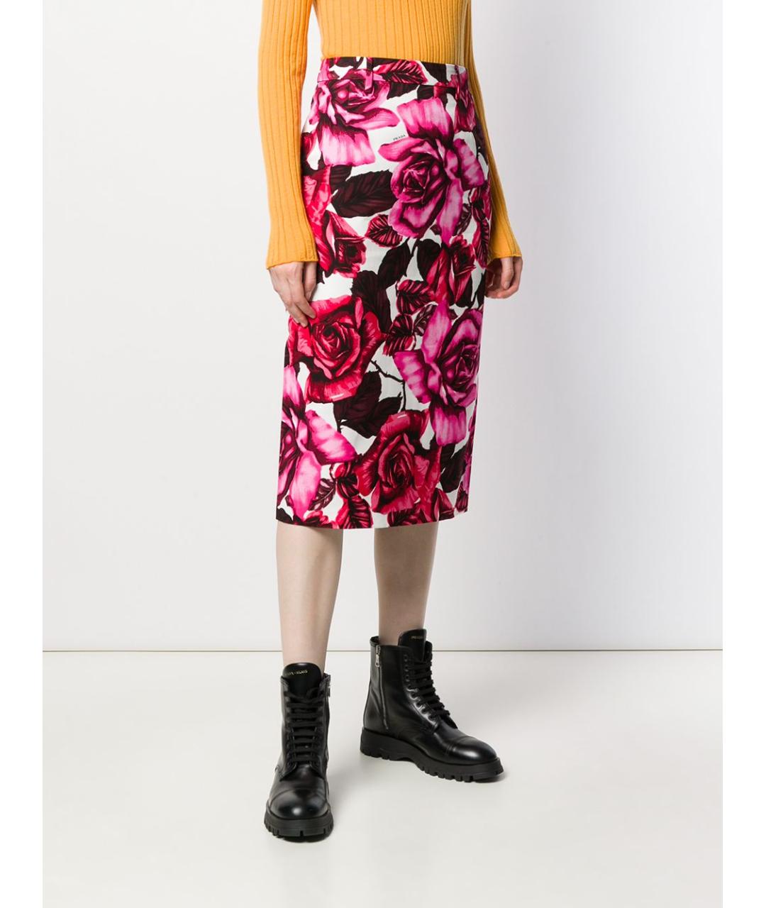 PRADA Мульти хлопковая юбка миди, фото 3