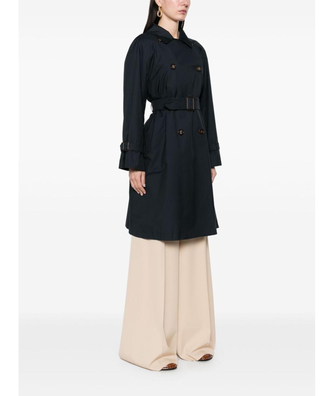 MAX MARA Темно-синее хлопковое пальто, фото 4