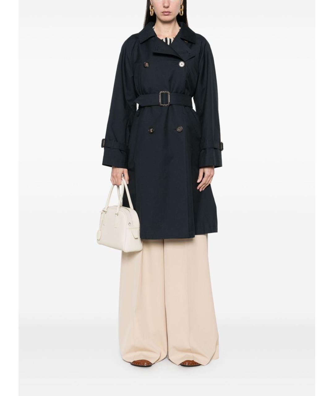 MAX MARA Темно-синее хлопковое пальто, фото 3