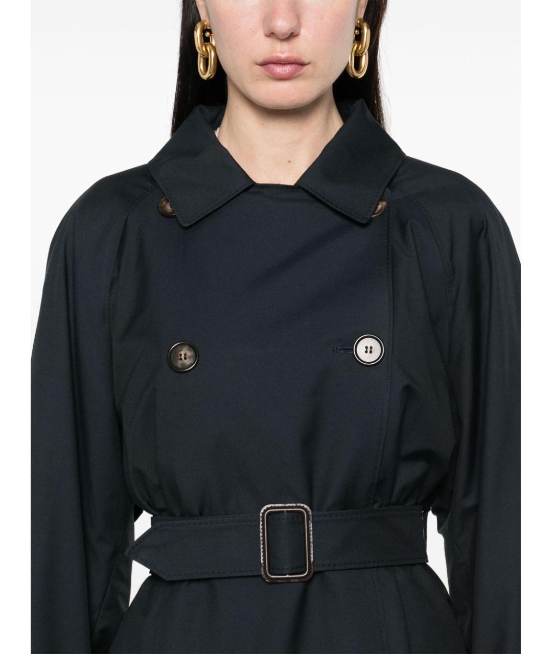 MAX MARA Темно-синее хлопковое пальто, фото 5