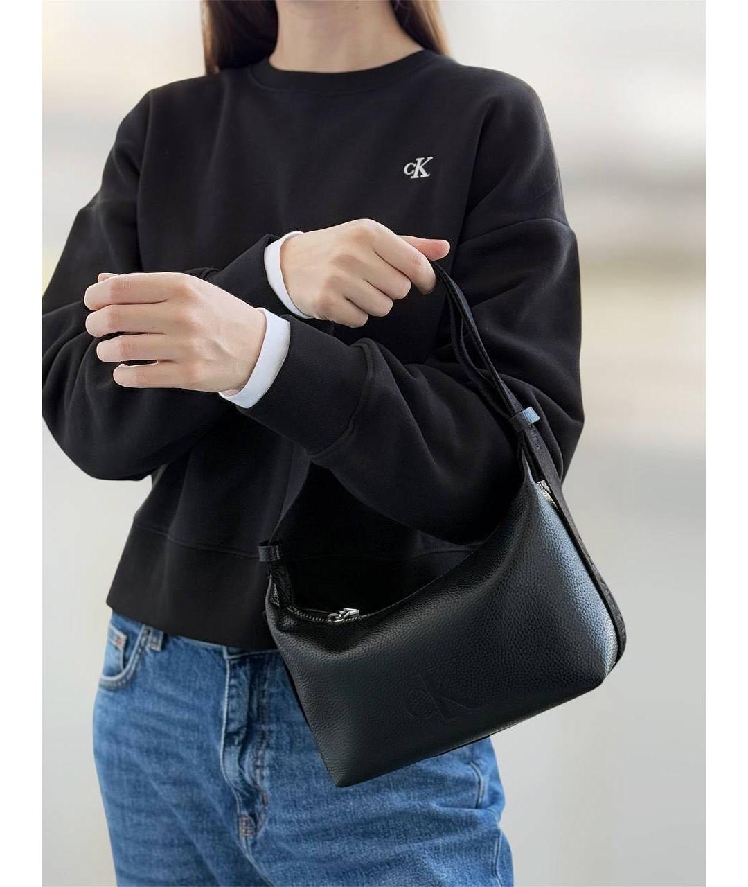 CALVIN KLEIN Черная сумка с короткими ручками из искусственной кожи, фото 8