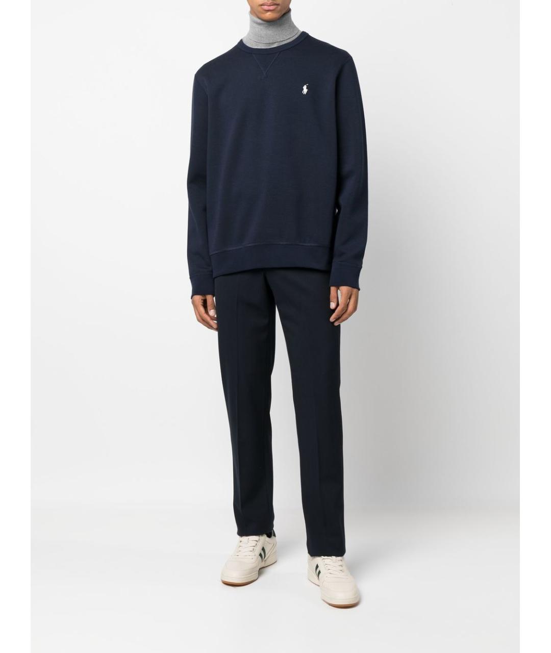 POLO RALPH LAUREN Темно-синий хлопковый джемпер / свитер, фото 2
