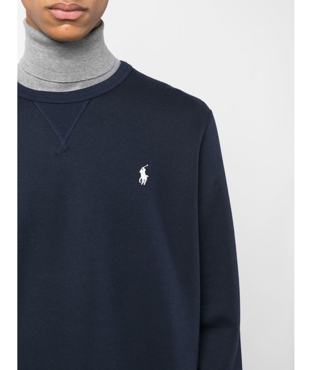 POLO RALPH LAUREN Темно-синий хлопковый джемпер / свитер, фото 5