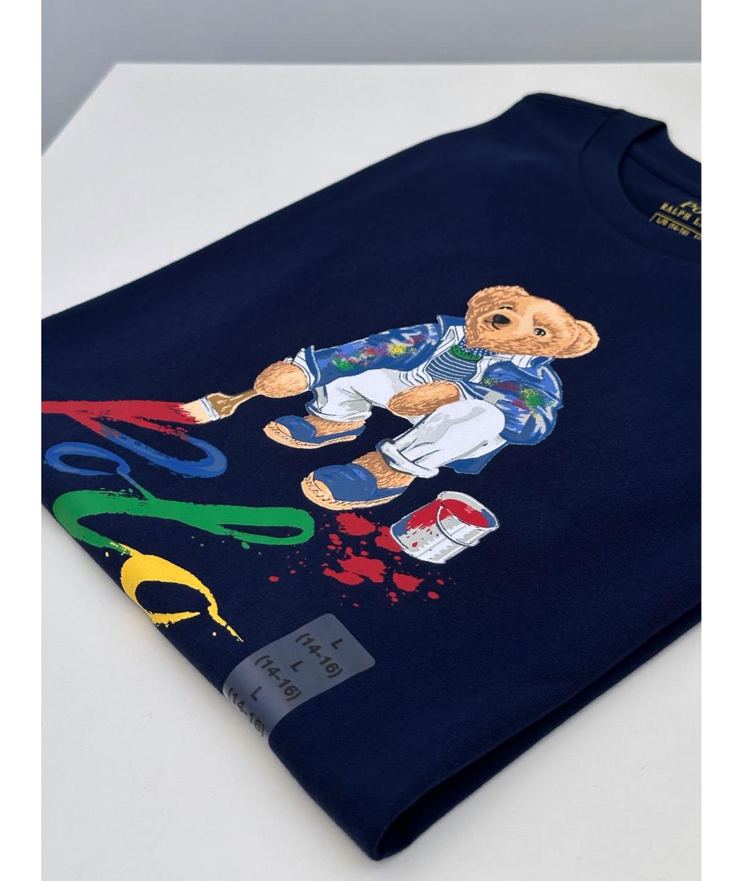 POLO RALPH LAUREN Темно-синяя хлопковая футболка, фото 3