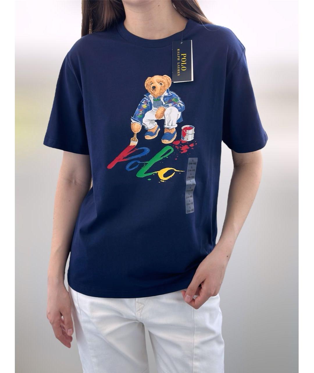 POLO RALPH LAUREN Темно-синяя хлопковая футболка, фото 4