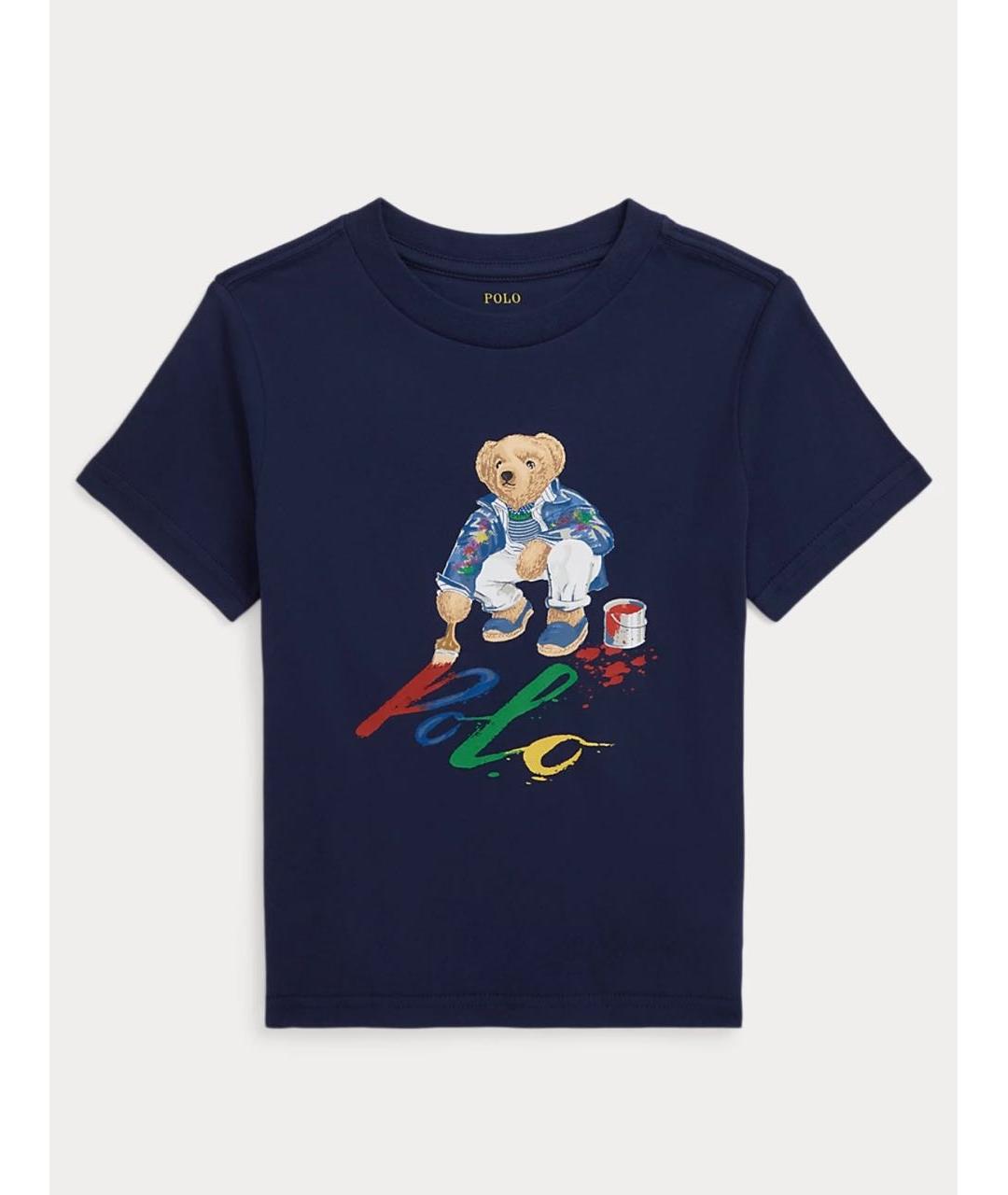 POLO RALPH LAUREN Темно-синяя хлопковая футболка, фото 5