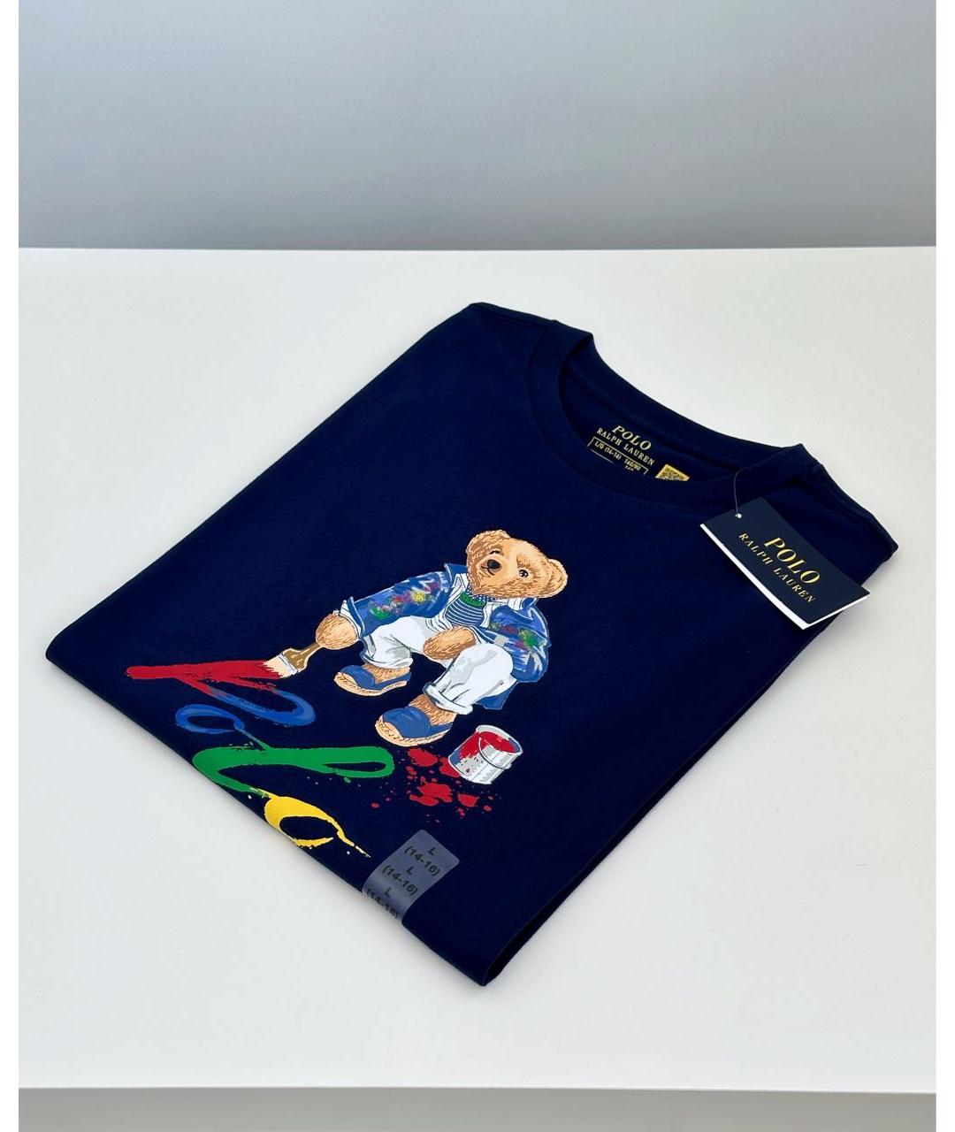POLO RALPH LAUREN Темно-синяя хлопковая футболка, фото 2