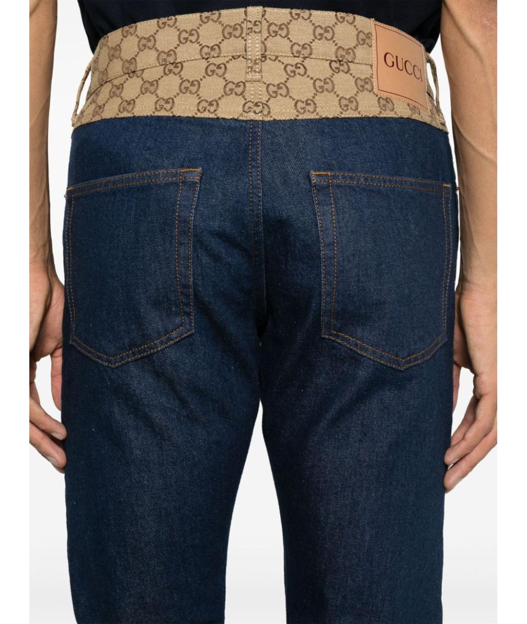 GUCCI Темно-синие хлопковые прямые джинсы, фото 2
