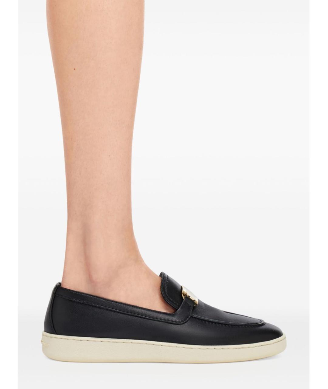 FERRAGAMO Черные кожаные лоферы, фото 4