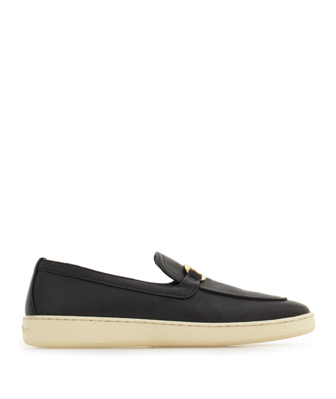 FERRAGAMO Черные кожаные лоферы, фото 1