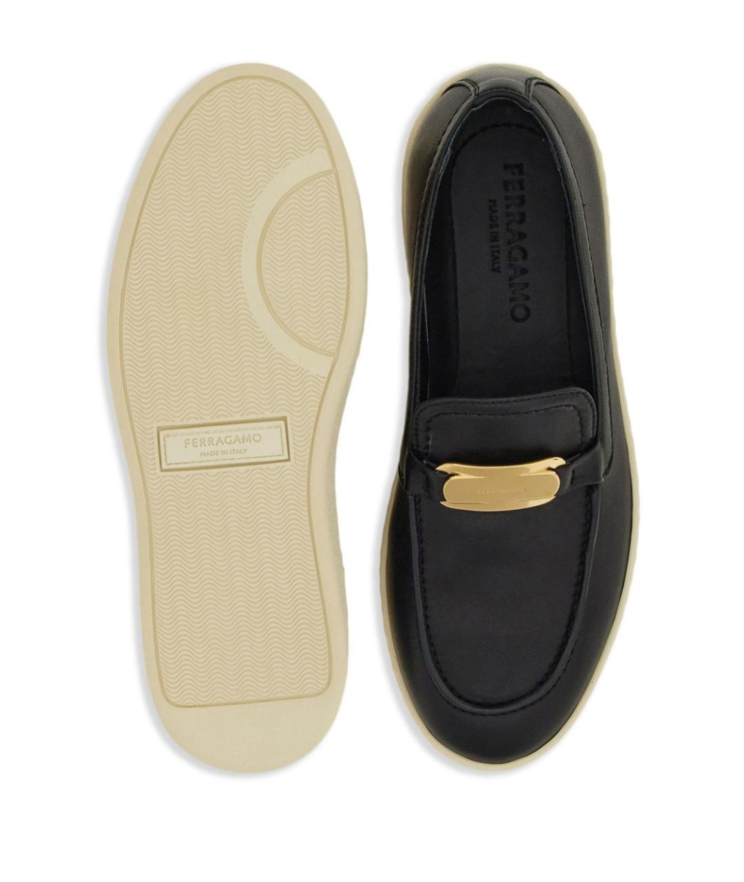 FERRAGAMO Черные кожаные лоферы, фото 3