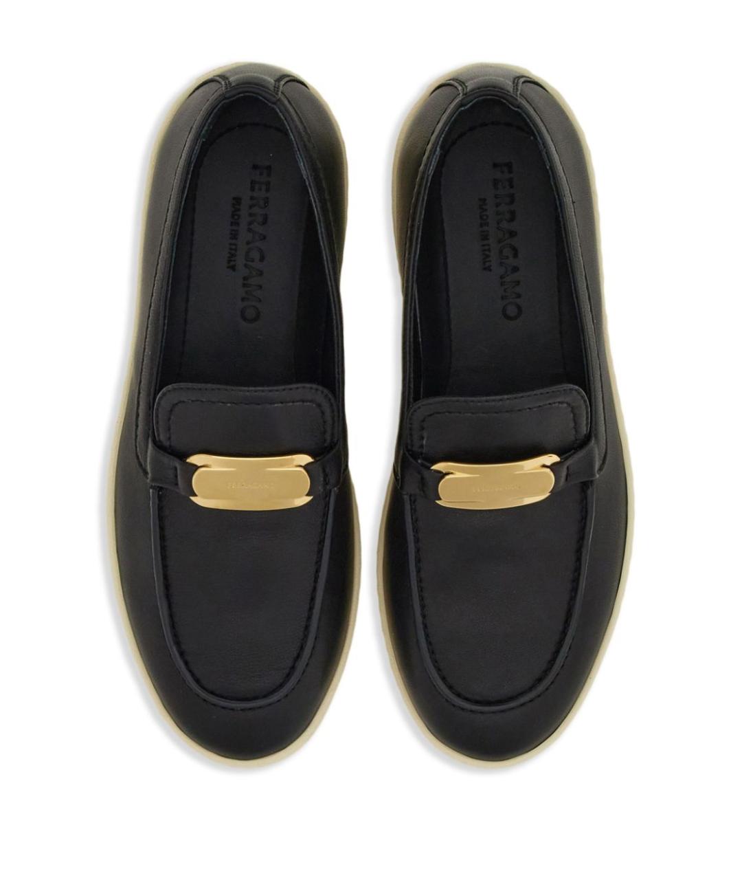 FERRAGAMO Черные кожаные лоферы, фото 2