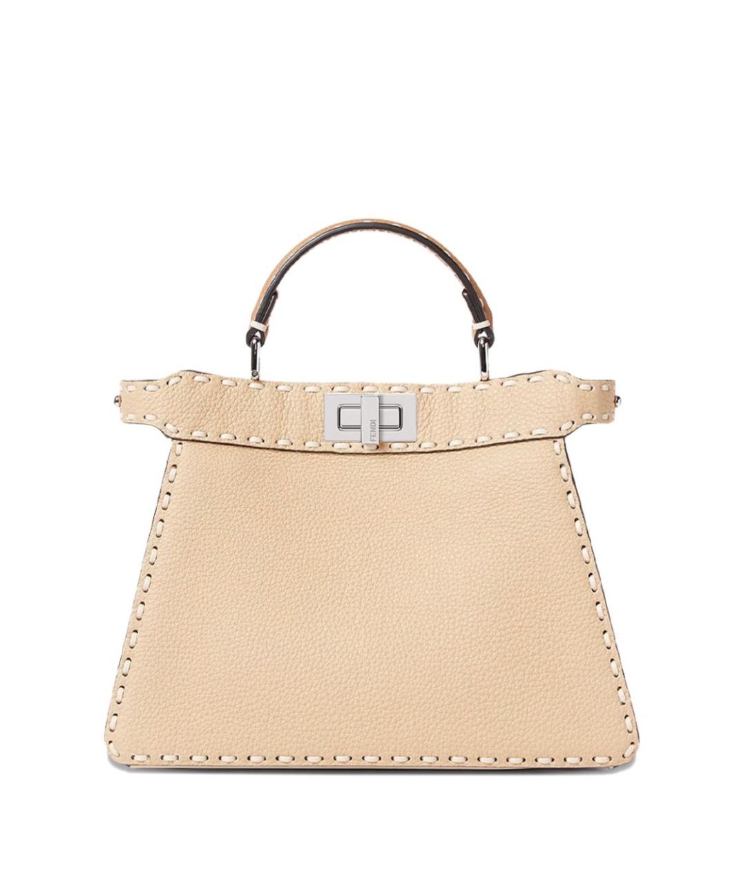 FENDI Бежевая кожаная сумка тоут, фото 1