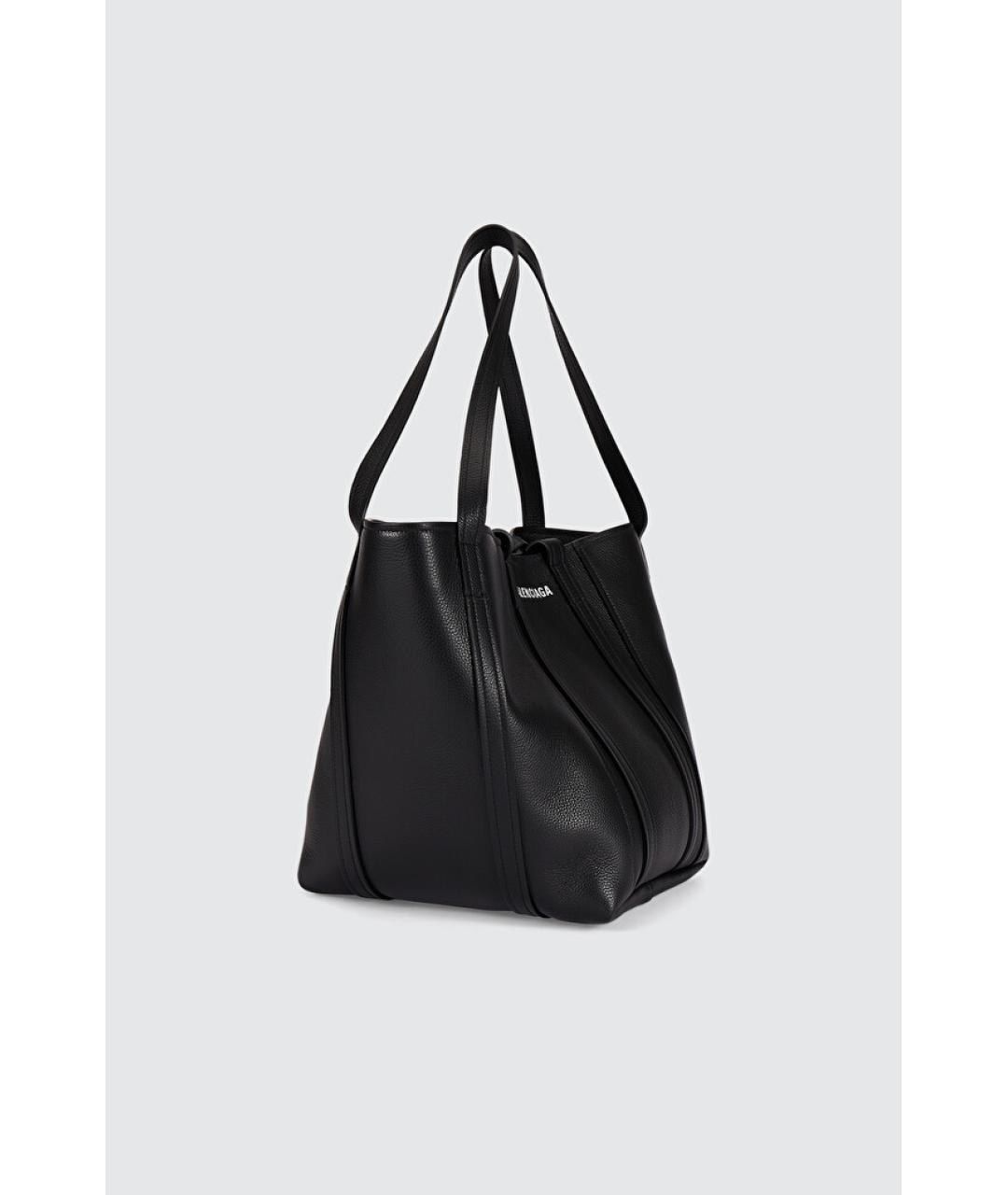 BALENCIAGA Черная кожаная сумка тоут, фото 2