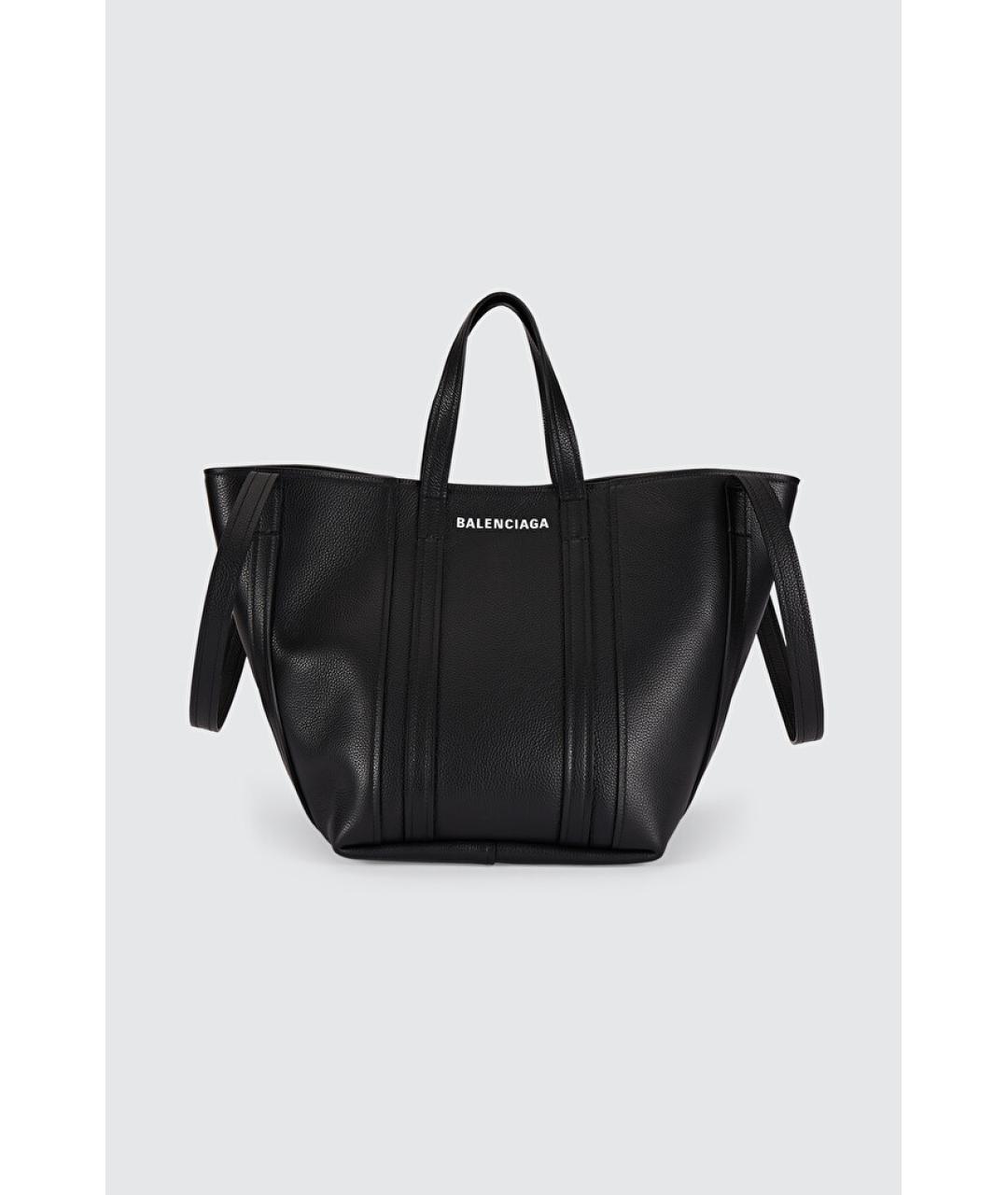 BALENCIAGA Черная кожаная сумка тоут, фото 4