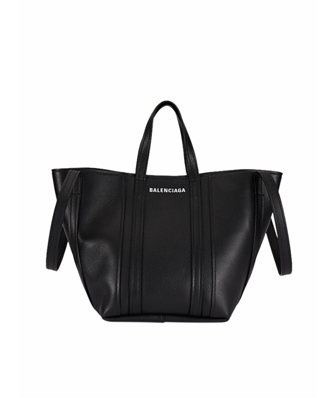BALENCIAGA Черная кожаная сумка тоут, фото 1