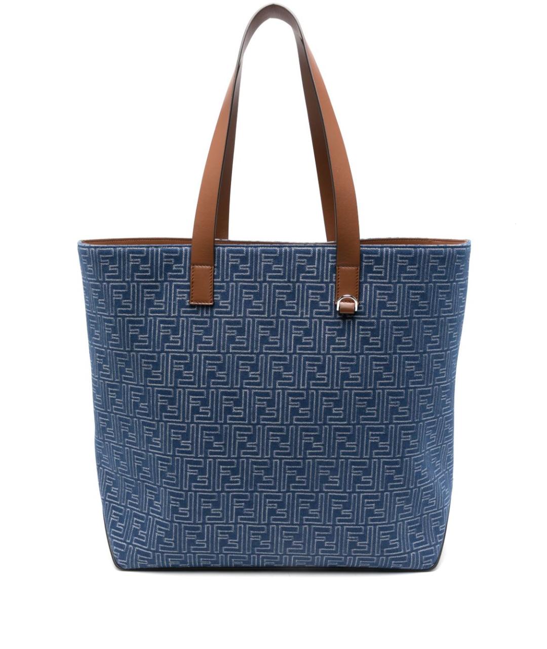 FENDI Синяя тканевая сумка тоут, фото 1