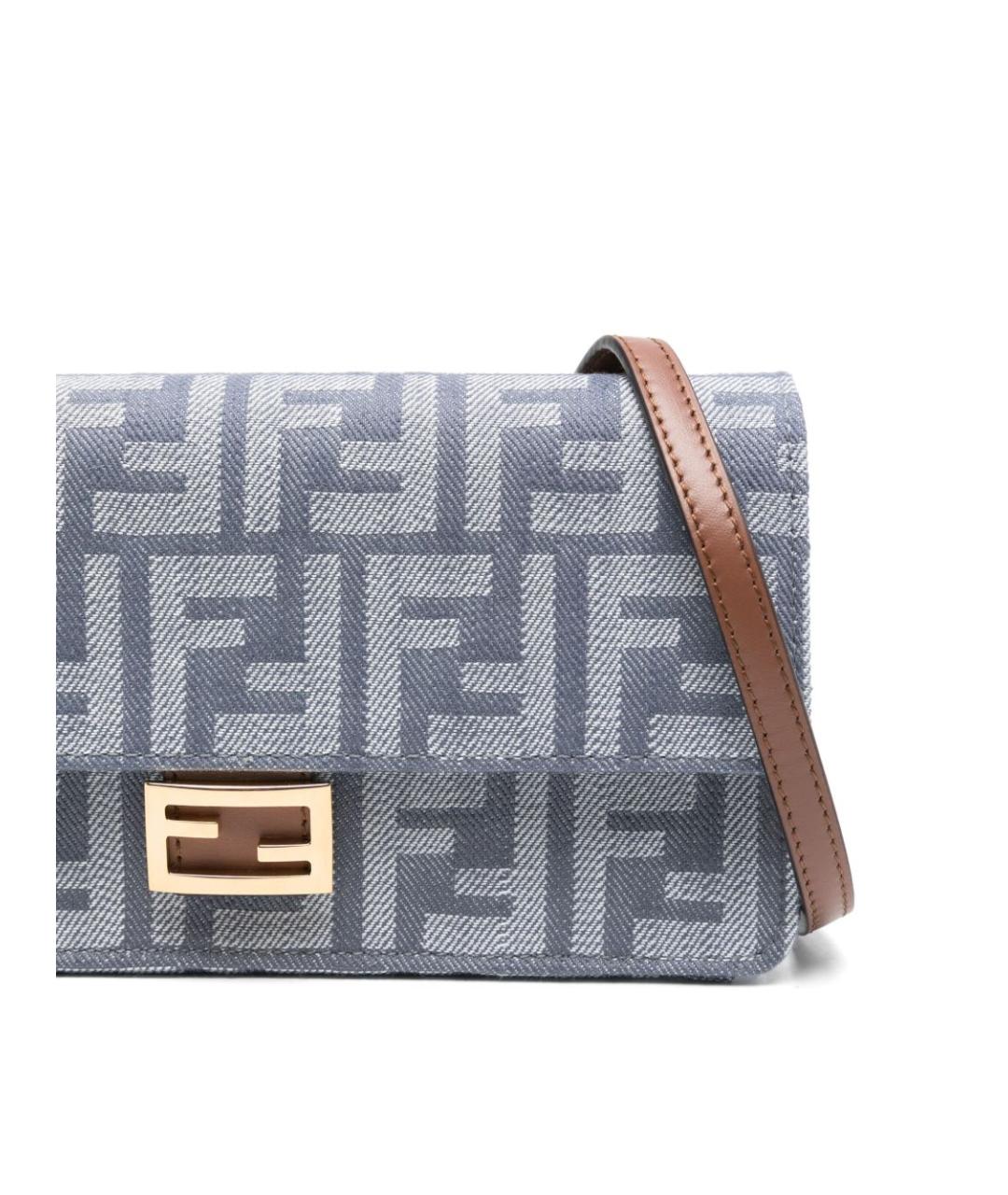 FENDI Голубая тканевая сумка через плечо, фото 2