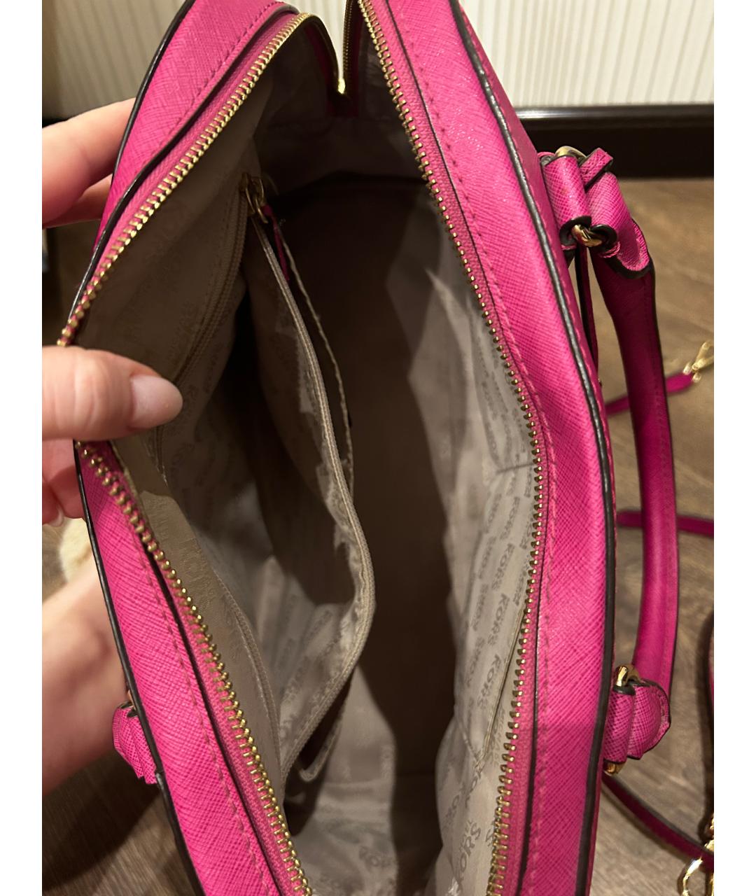 MICHAEL KORS Фуксия кожаная сумка с короткими ручками, фото 4
