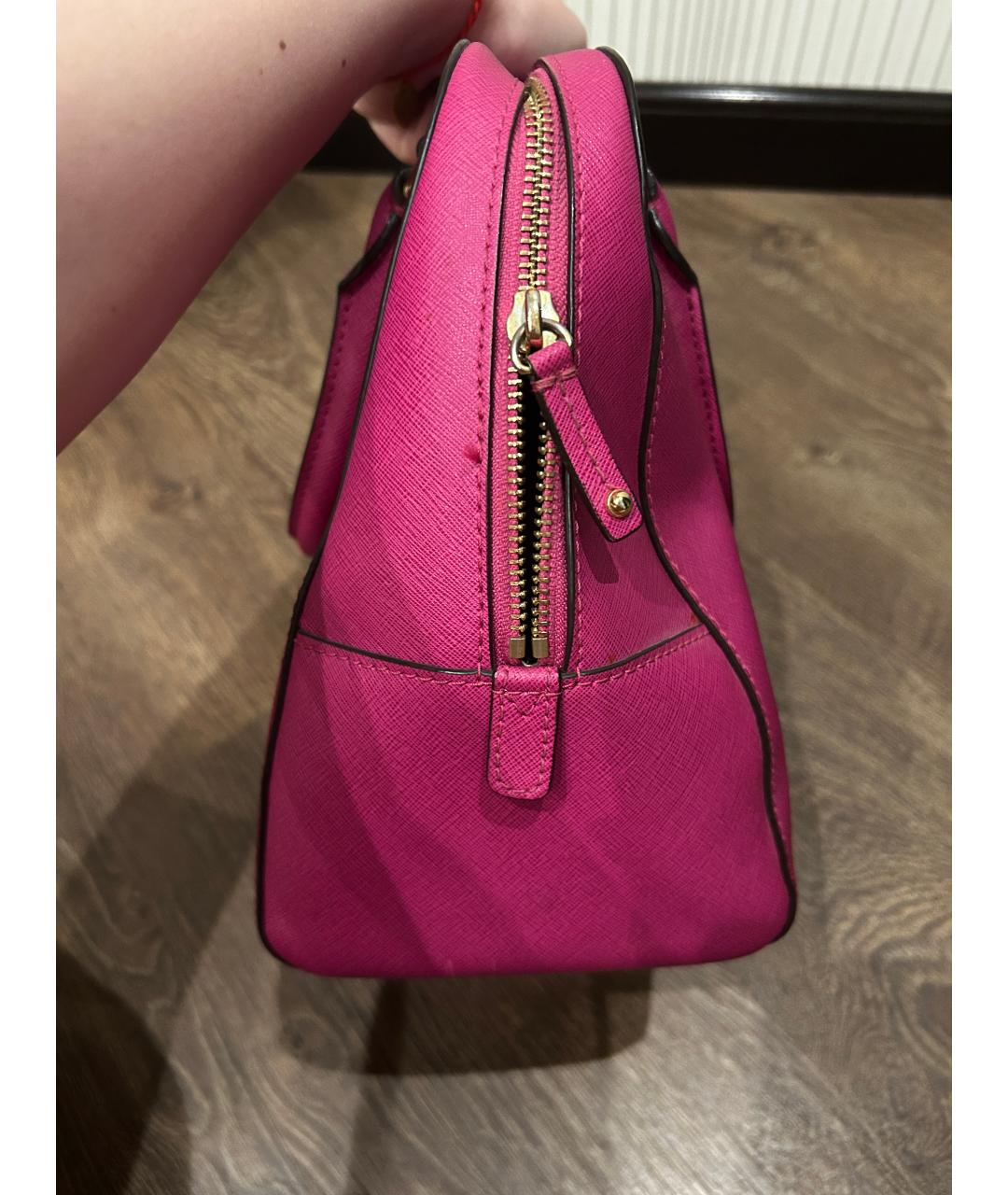 MICHAEL KORS Фуксия кожаная сумка с короткими ручками, фото 3