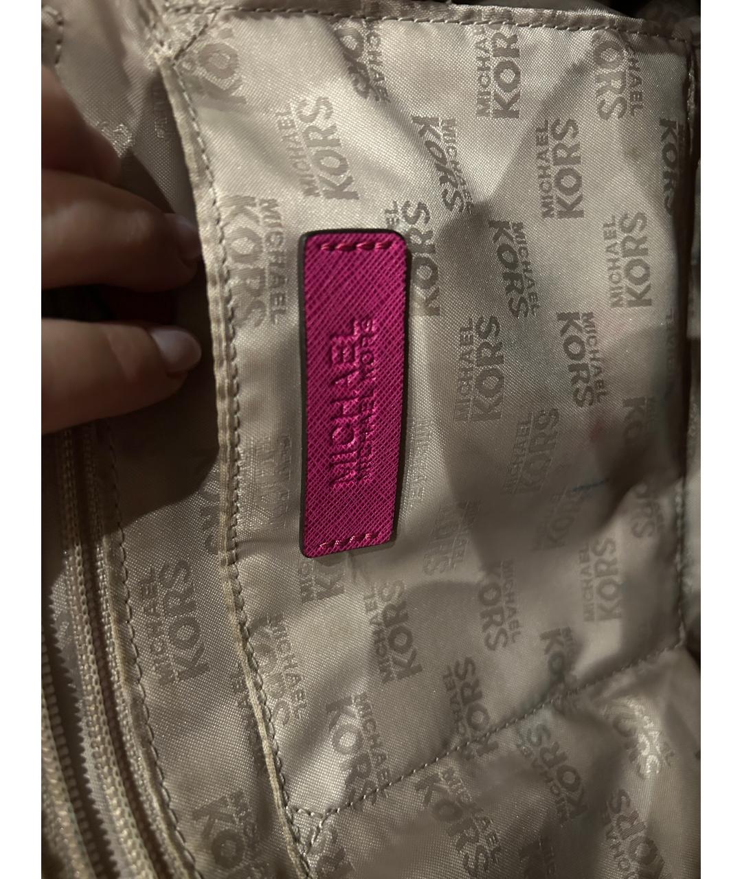 MICHAEL KORS Фуксия кожаная сумка с короткими ручками, фото 5