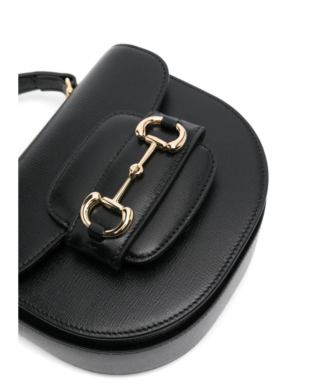 GUCCI Черная кожаная сумка с короткими ручками, фото 3