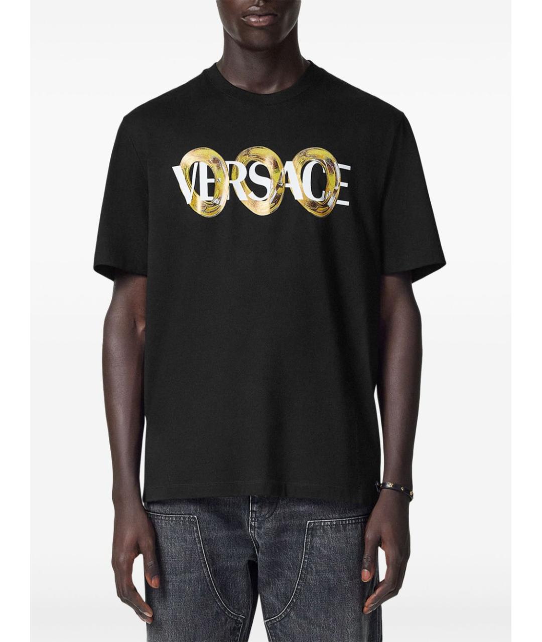 VERSACE Черная хлопковая футболка, фото 3