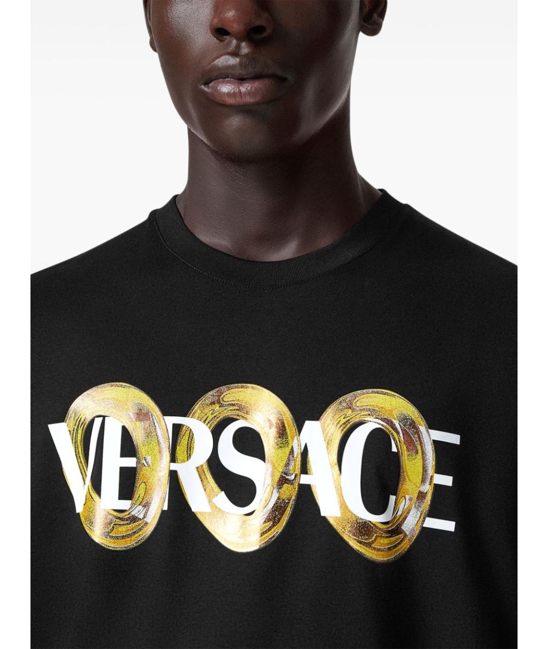 VERSACE Черная хлопковая футболка, фото 4