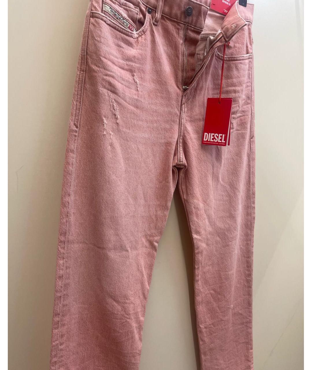 DIESEL Коралловые хлопко-эластановые прямые джинсы, фото 4