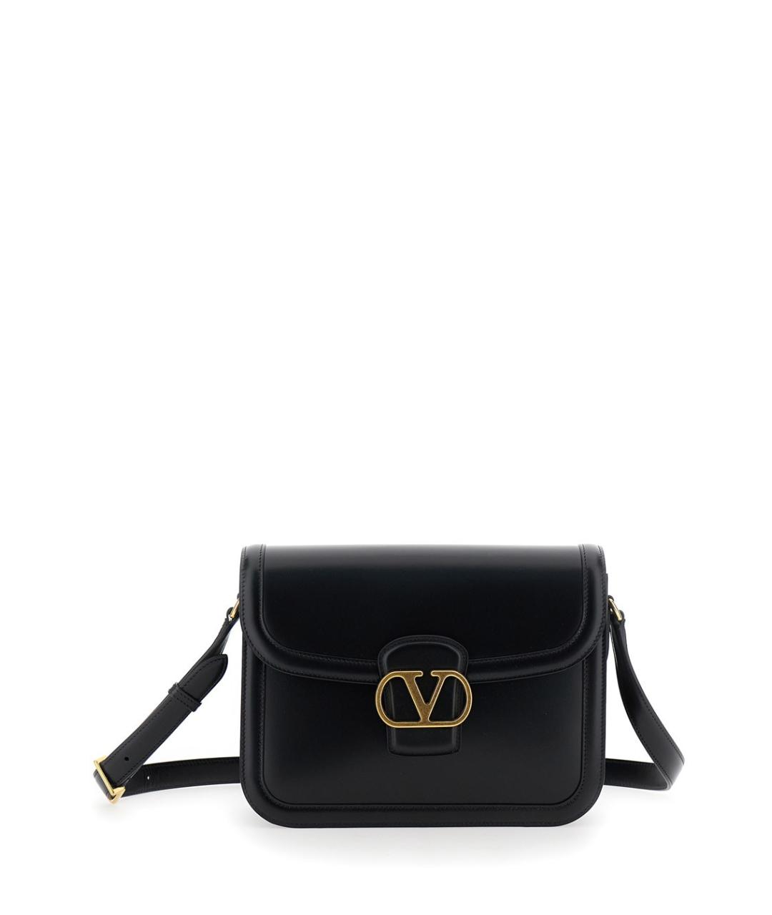 VALENTINO Черная кожаная сумка на плечо, фото 1