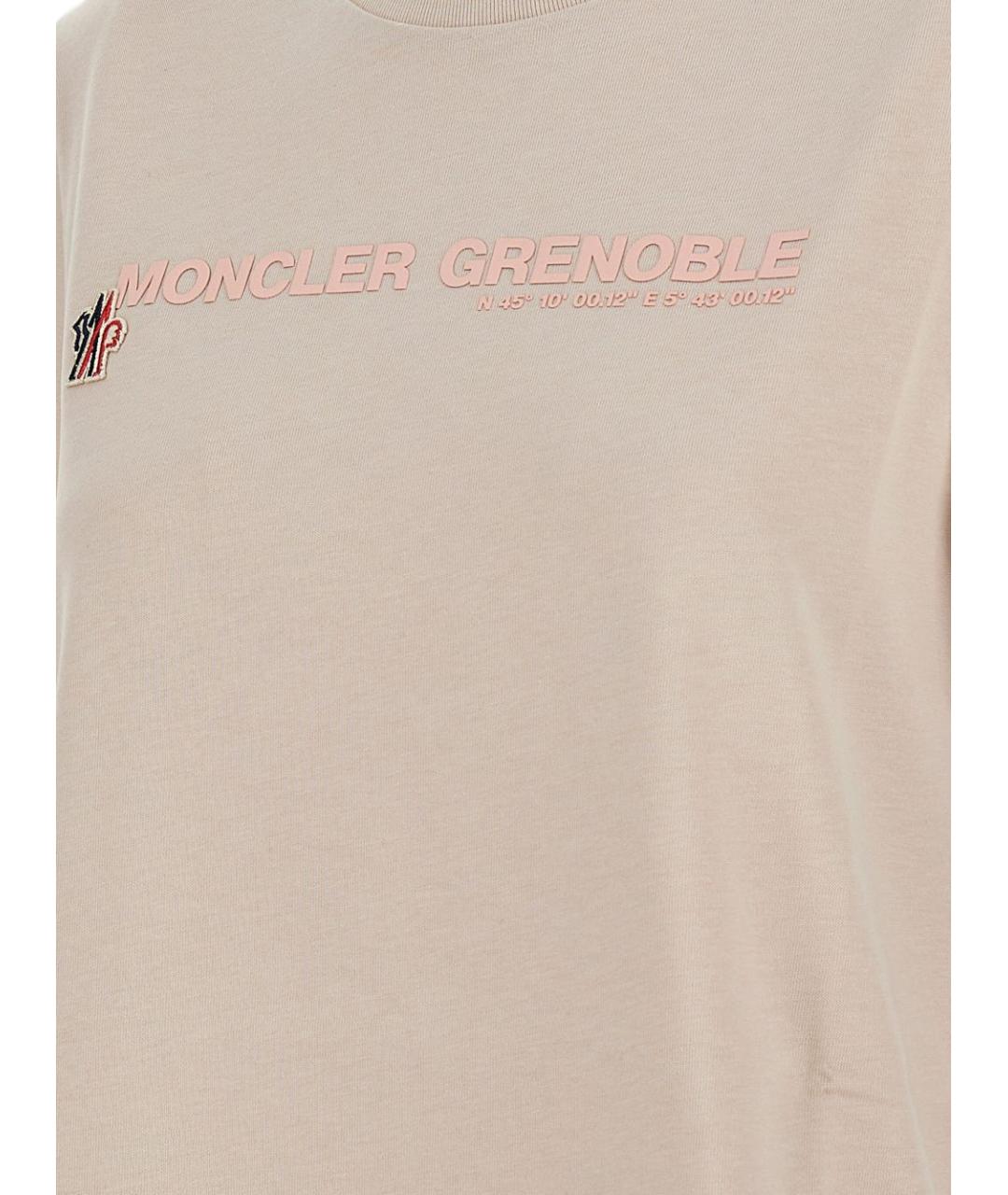 MONCLER GRENOBLE Бежевая хлопковая футболка, фото 3