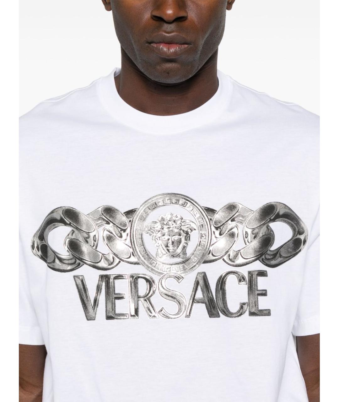 VERSACE Белая хлопковая футболка, фото 3