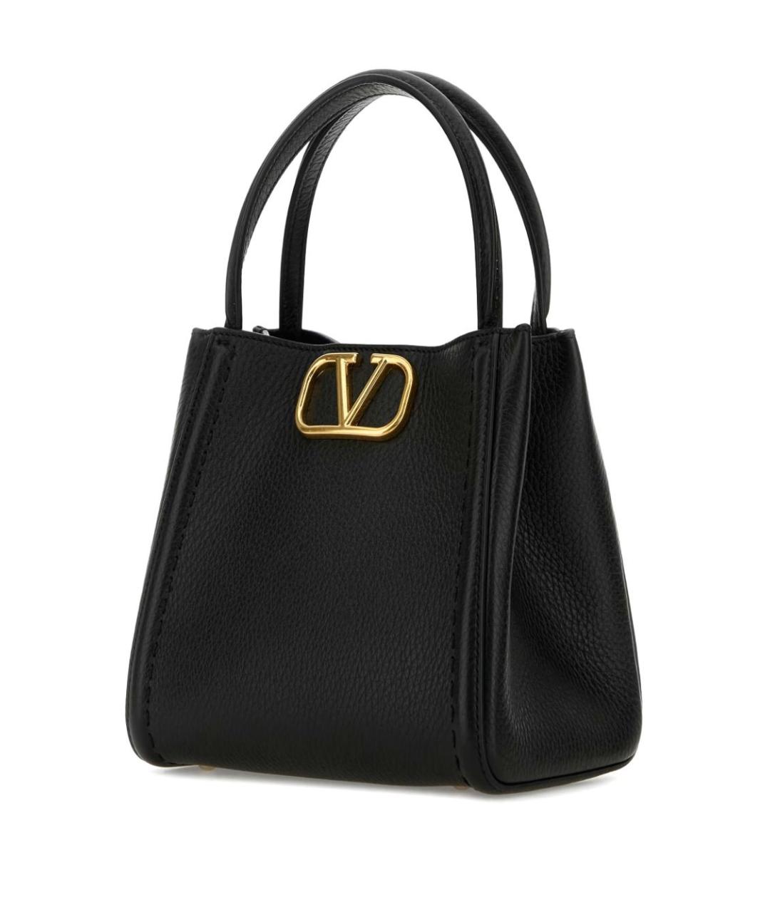 VALENTINO Черная кожаная сумка тоут, фото 2