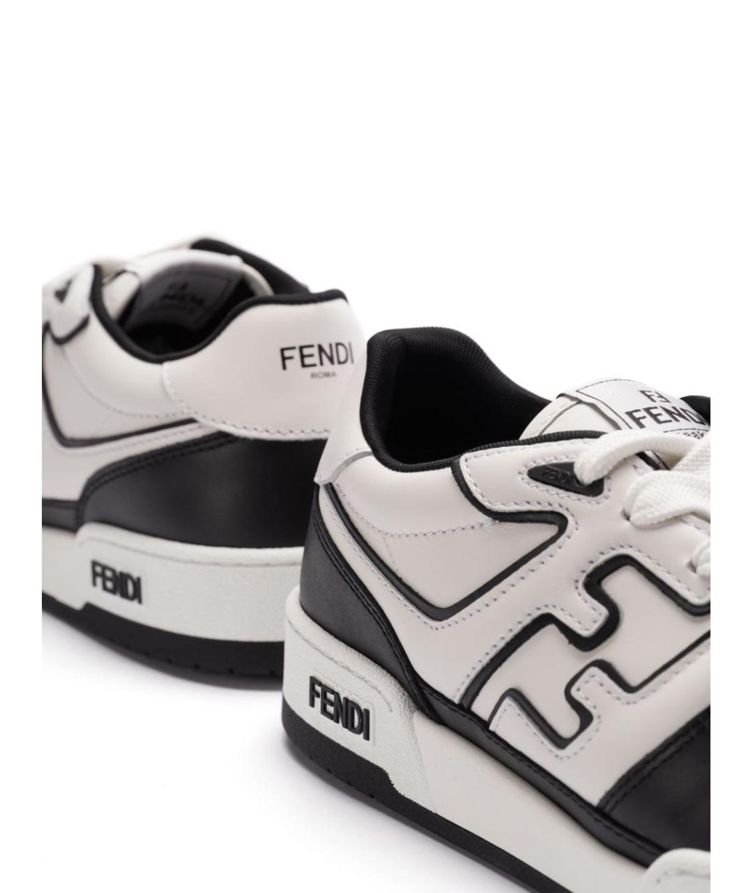 FENDI Белые кожаные низкие кроссовки / кеды, фото 3