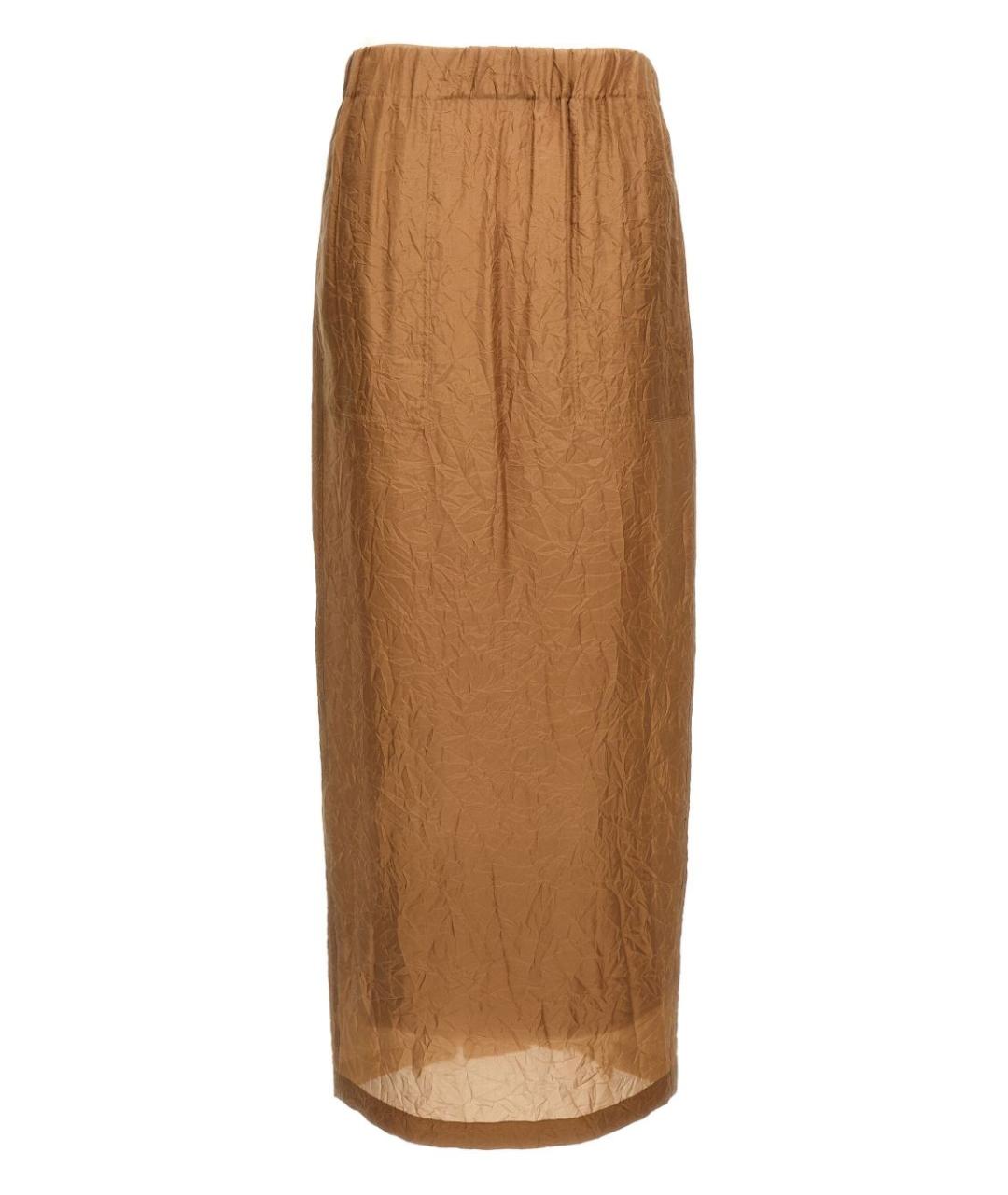 MAX MARA Коричневая шелковая юбка миди, фото 1