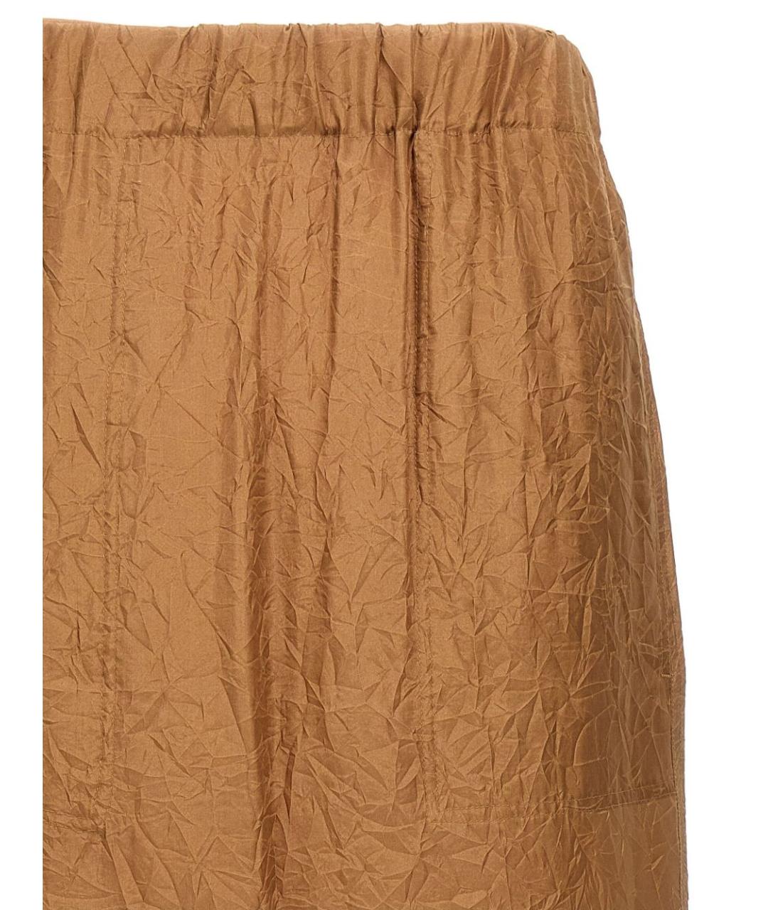 MAX MARA Коричневая шелковая юбка миди, фото 2