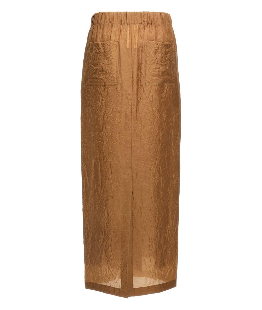 MAX MARA Коричневая шелковая юбка миди, фото 3