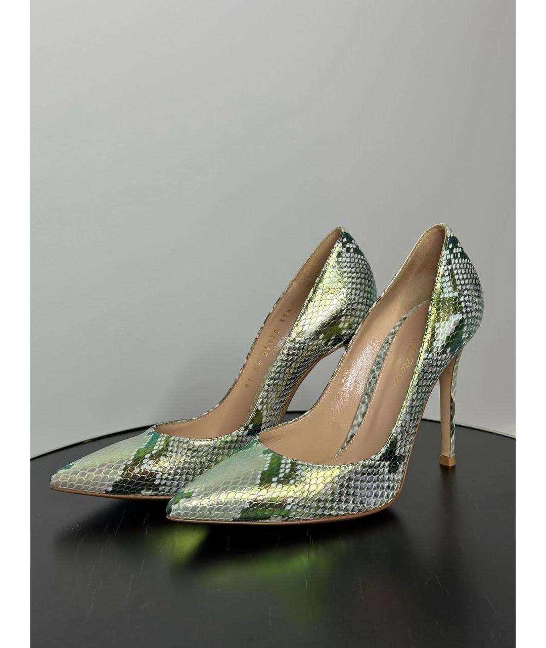 GIANVITO ROSSI Зеленые кожаные туфли, фото 3