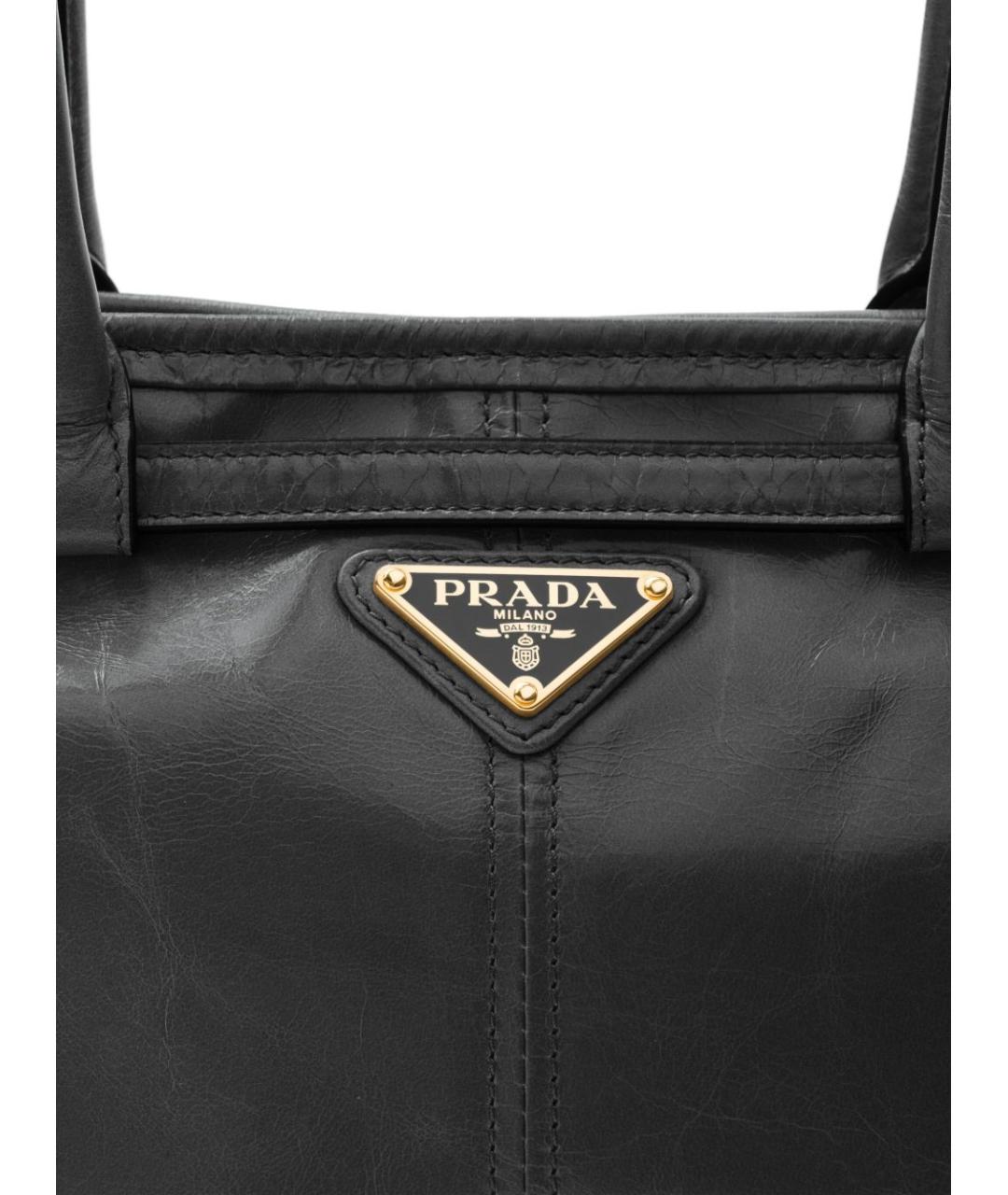 PRADA Черная кожаная сумка тоут, фото 6