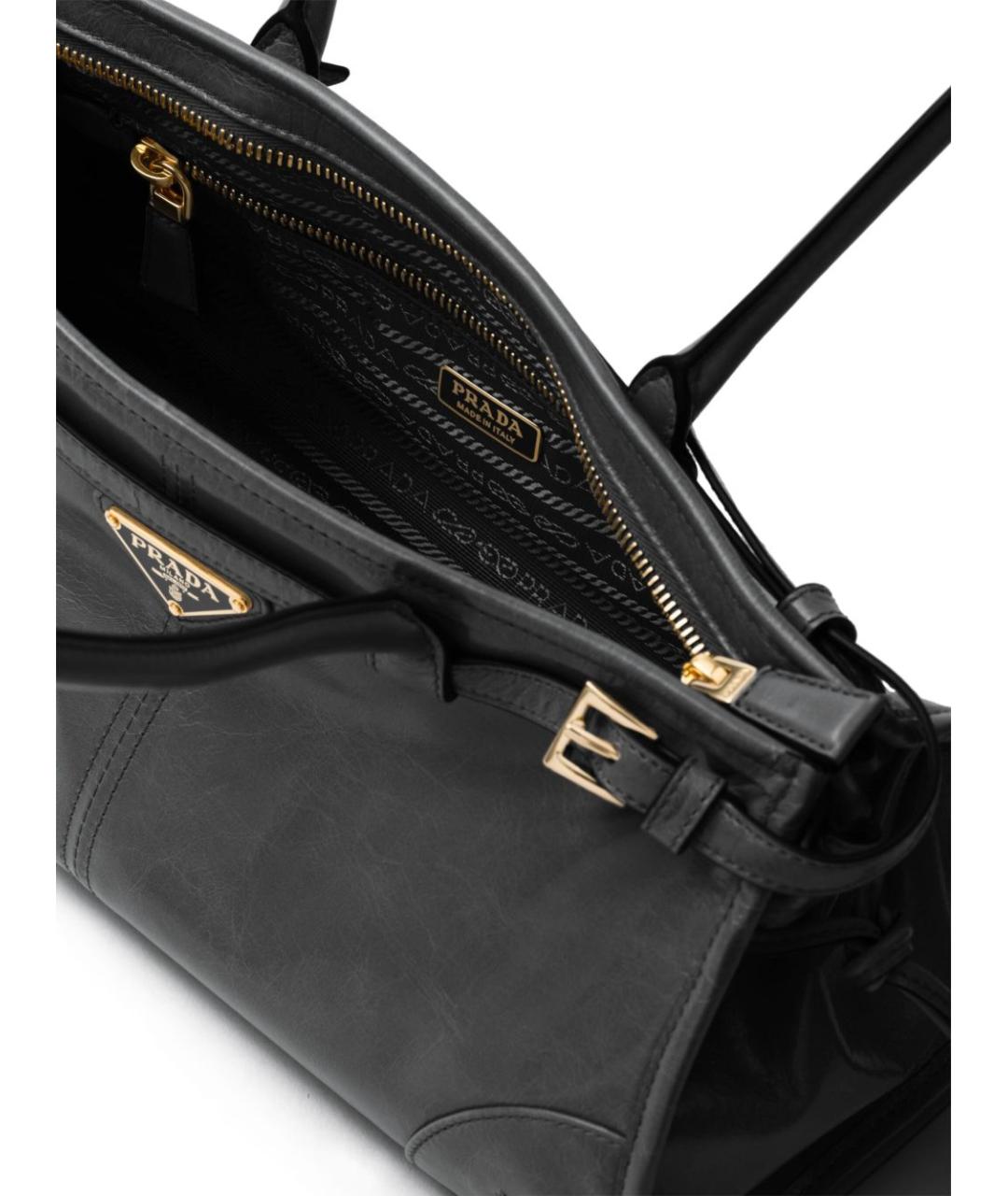 PRADA Черная кожаная сумка тоут, фото 2