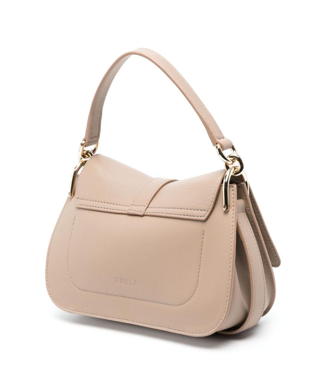 FURLA Бежевая кожаная сумка через плечо, фото 3