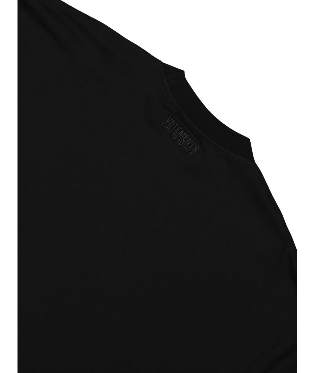 VETEMENTS Черная хлопковая футболка, фото 3